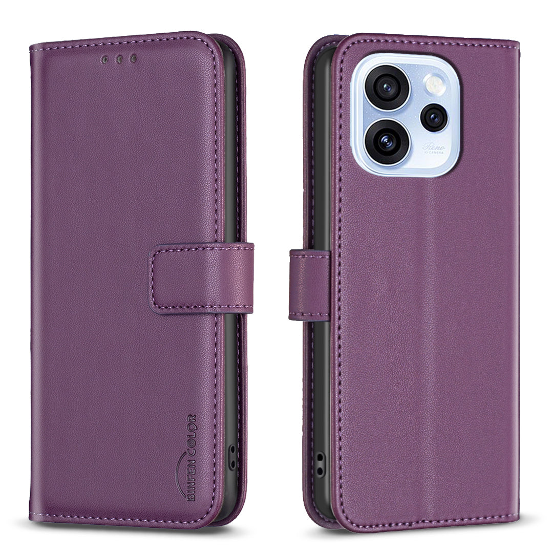 BINFEN COLOR For Oppo Reno15 F 5G Phone Case  BF17 Wallet Folio Flip Leather Cover