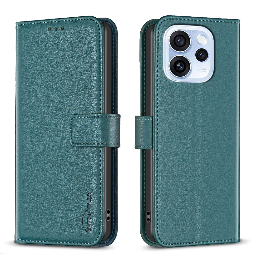BINFEN COLOR For Oppo Reno15 F 5G Phone Case  BF17 Wallet Folio Flip Leather Cover