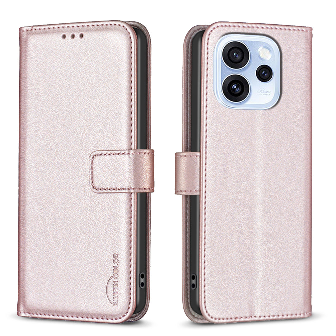 BINFEN COLOR For Oppo Reno15 F 5G Phone Case  BF17 Wallet Folio Flip Leather Cover
