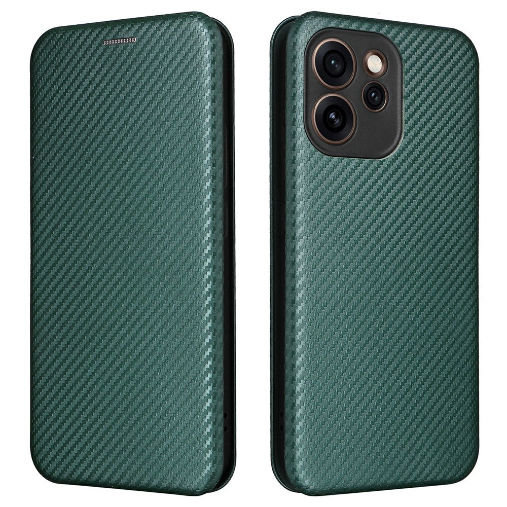For Oppo Reno15 F 5G Case Carbon Fiber Texture Drop-Proof PU Leather Phone Cover