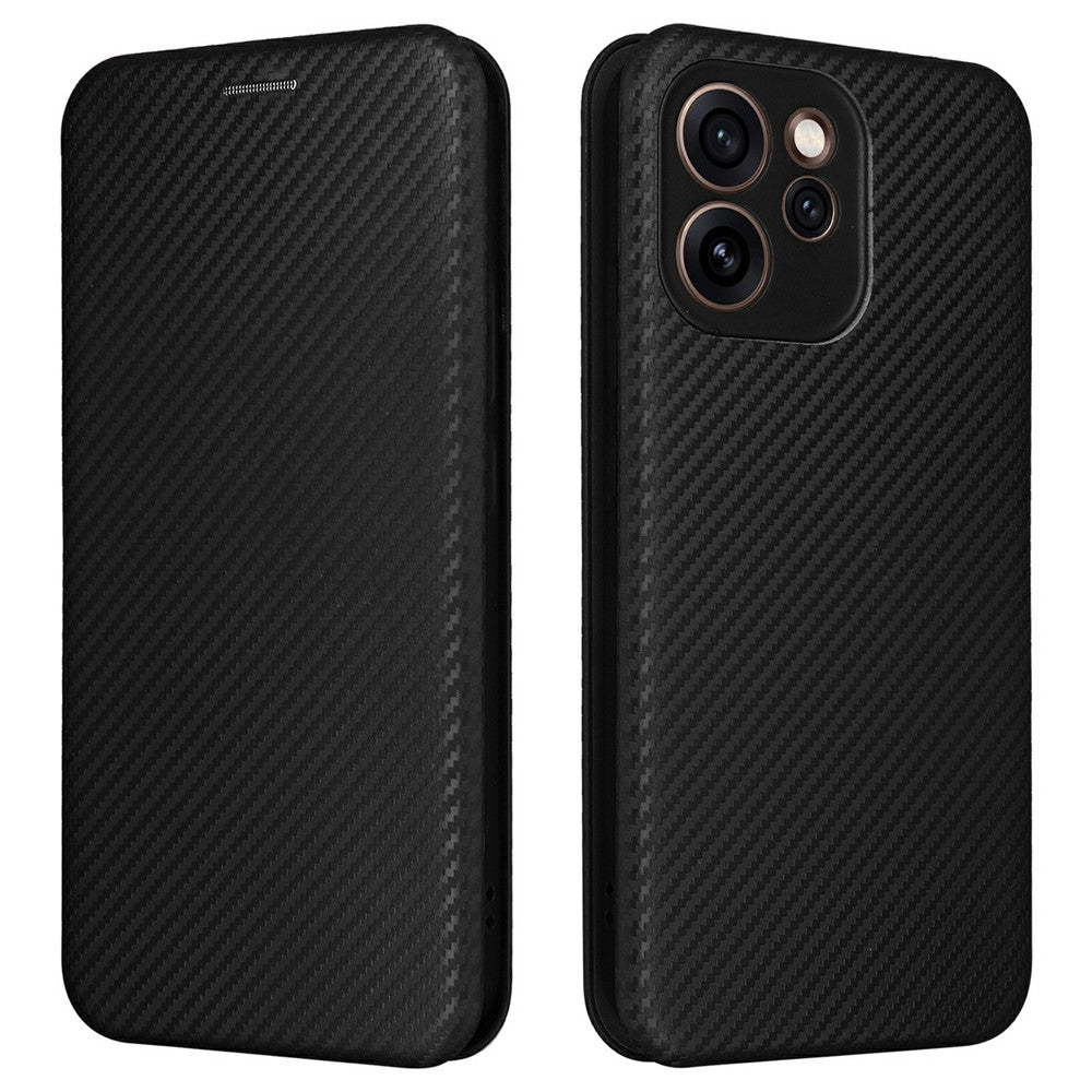 For Oppo Reno15 F 5G Case Carbon Fiber Texture Drop-Proof PU Leather Phone Cover