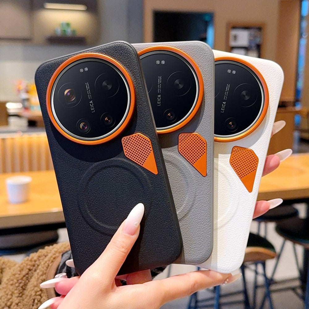 Xiaomi 17 Ultra 5G magnetiskt skal läderbelagt PC + TPU mobilskal med värmeavledningsskikt
