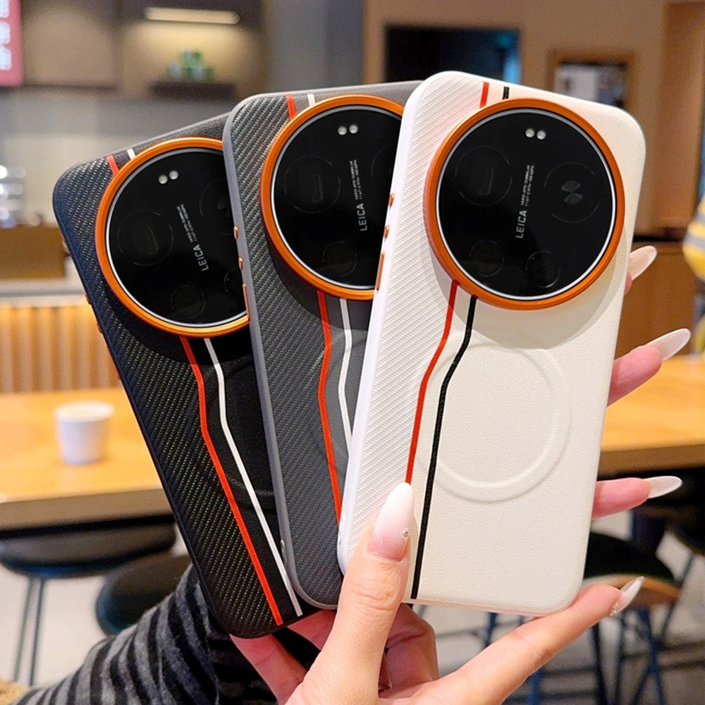Magnetiskt skal för Xiaomi 17 Ultra 5G, dubbelfärgat läderbelagt PC + TPU-mobilskal