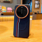 For Xiaomi 17 Ultra 5G Magnetic Case Dual Color Line Leather Coated PC + TPU Phone Cover