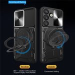 Samsung Galaxy S26-skal TPU + PC-mobilskal med stativ, glidande linsfönster