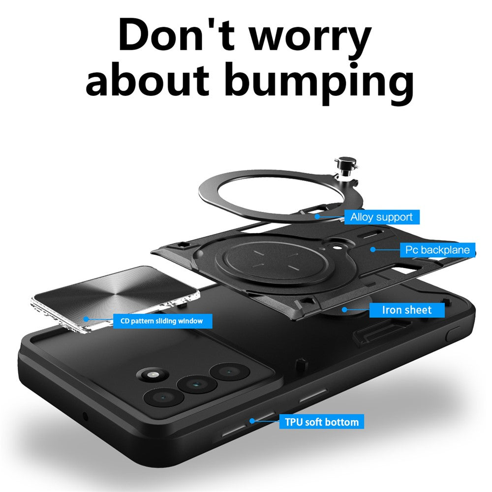 For Samsung Galaxy A57 5G Case TPU + PC Phone Cover with Kickstand , Slide Lens Window