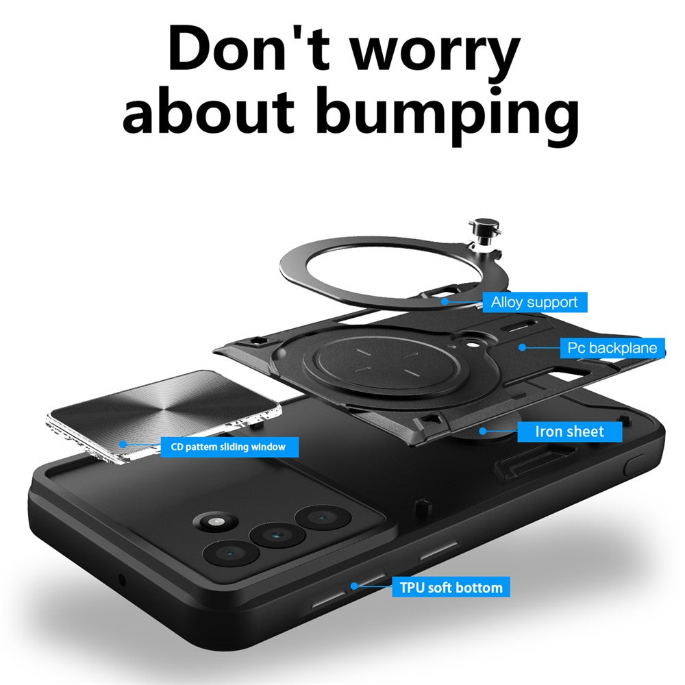 For Samsung Galaxy A26 5G Case TPU + PC Phone Cover with Kickstand , Slide Lens Window