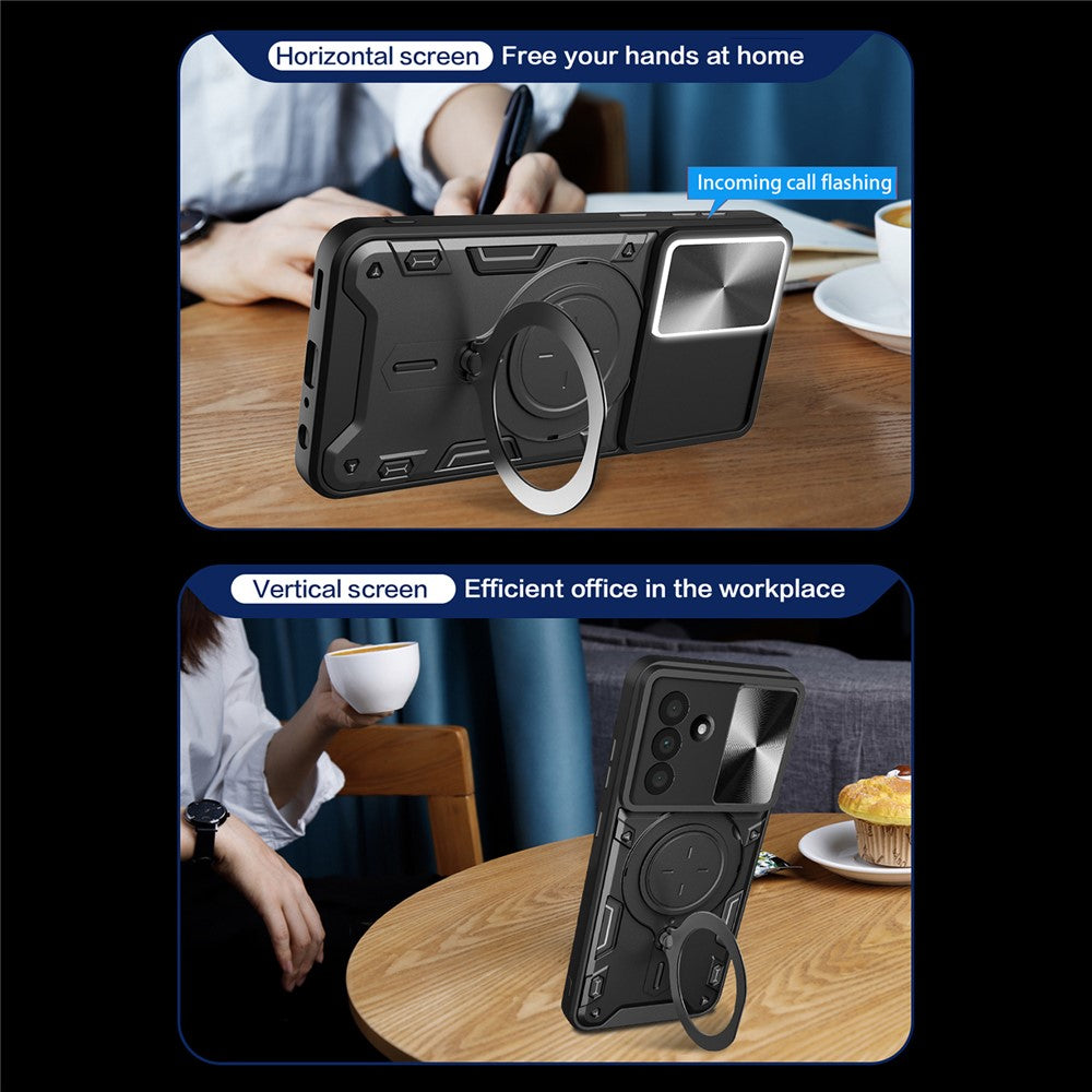 For Samsung Galaxy A26 5G Case TPU + PC Phone Cover with Kickstand , Slide Lens Window