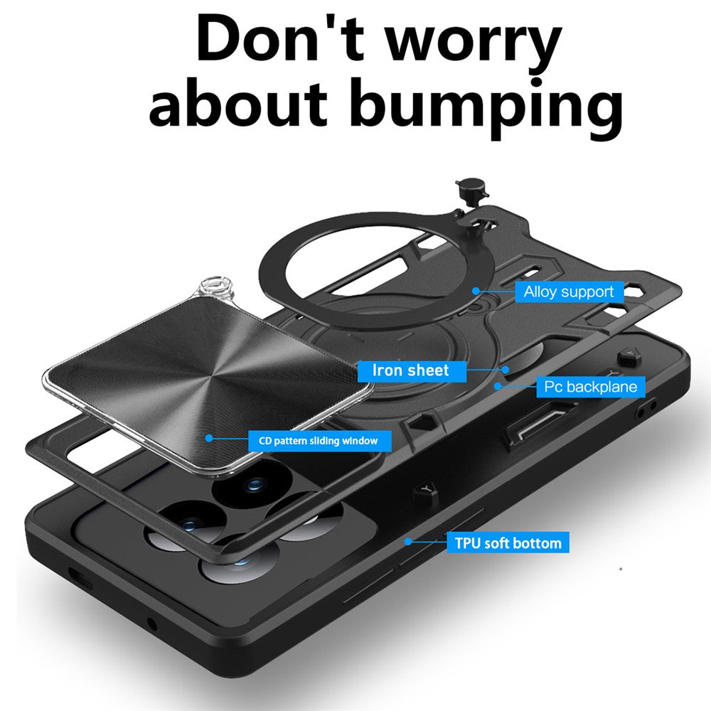 For Xiaomi Poco M8 Pro 5G / Redmi Note 15 Pro+ 5G (Global) Case TPU + PC Phone Cover with Kickstand , Slide Lens Window