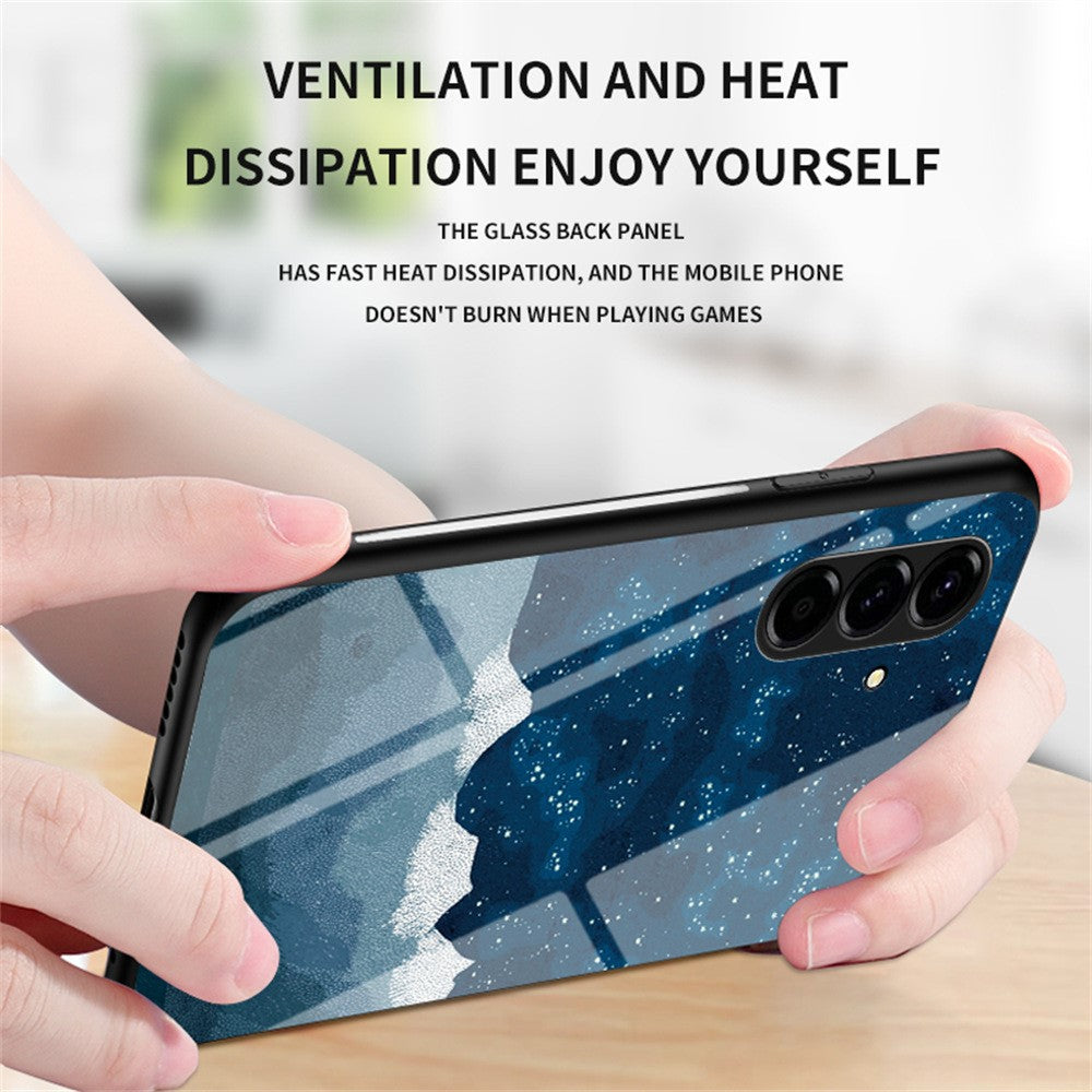 For Samsung Galaxy A37 5G Case Starry Sky Pattern Tempered Glass Phone Cover