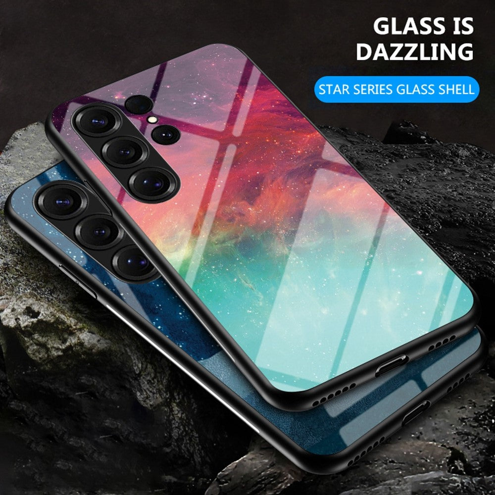 For Samsung Galaxy S26 Ultra Case Starry Sky Pattern Tempered Glass Phone Cover