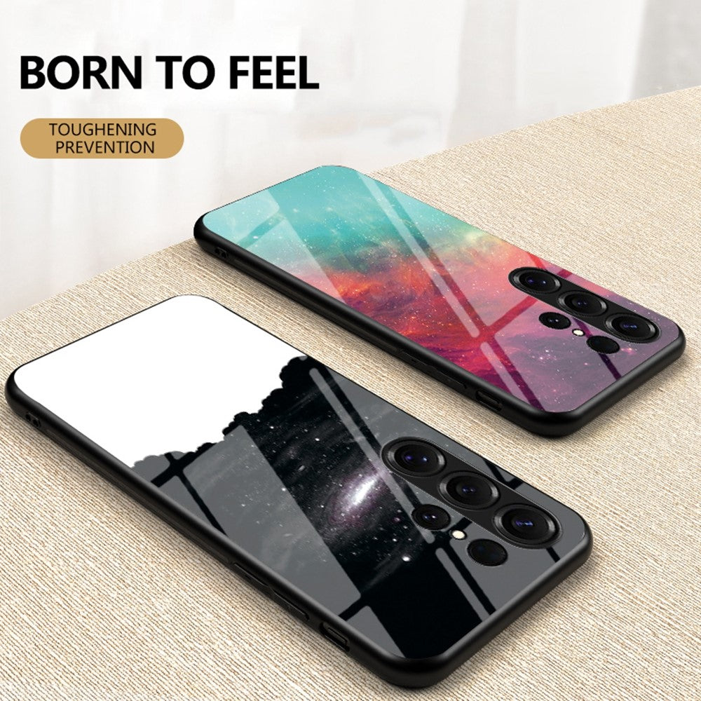 For Samsung Galaxy S26 Ultra Case Starry Sky Pattern Tempered Glass Phone Cover