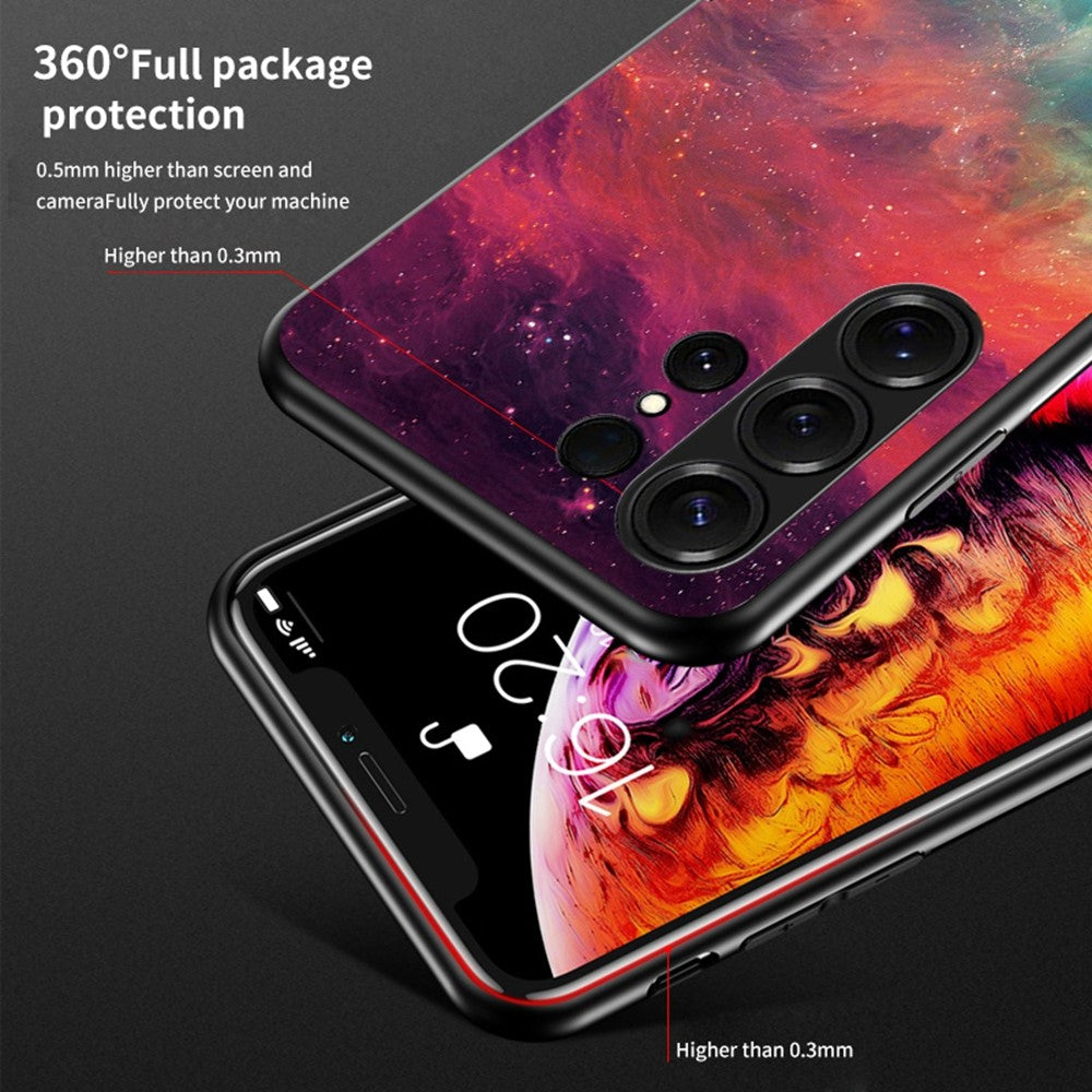 For Samsung Galaxy S26 Ultra Case Starry Sky Pattern Tempered Glass Phone Cover