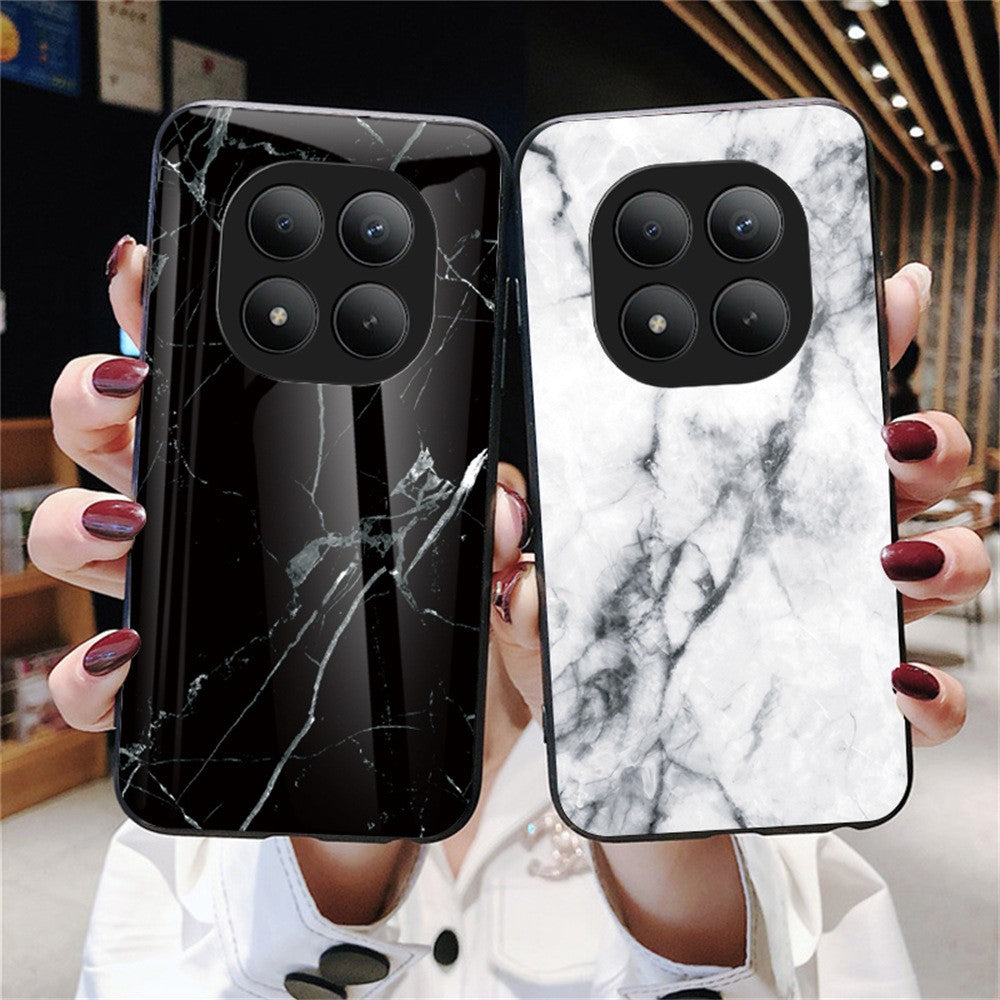 For Xiaomi Poco M8 Pro 5G / Redmi Note 15 Pro+ 5G (Global) Case Marble Pattern Tempered Glass + PC + TPU Protective Phone Cover