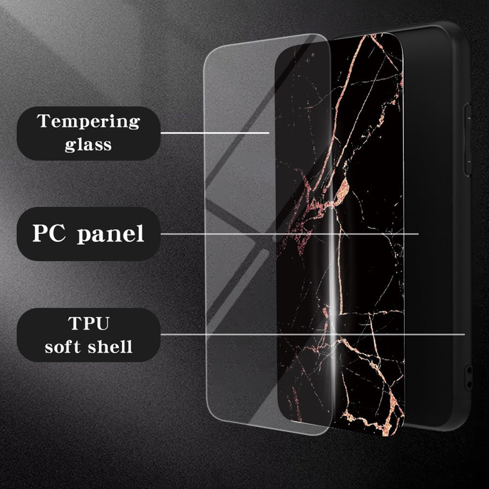For Xiaomi Redmi Note 15 Pro 5G (Global) Case Marble Pattern Tempered Glass + PC + TPU Protective Phone Cover