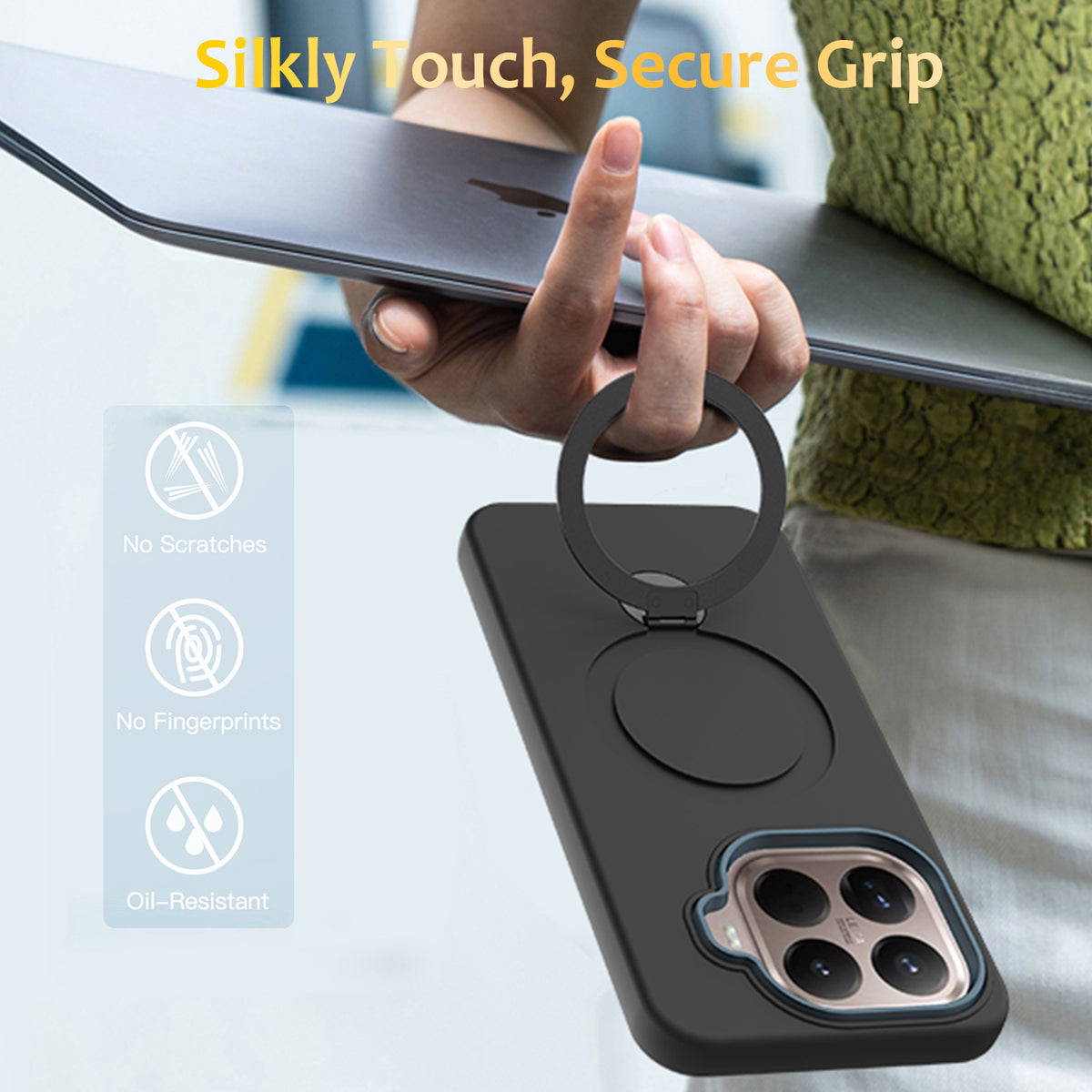 Xiaomi 15T Pro Magnetiskt Skal Roterande Ring Stöd TPU + PC Bakstycke