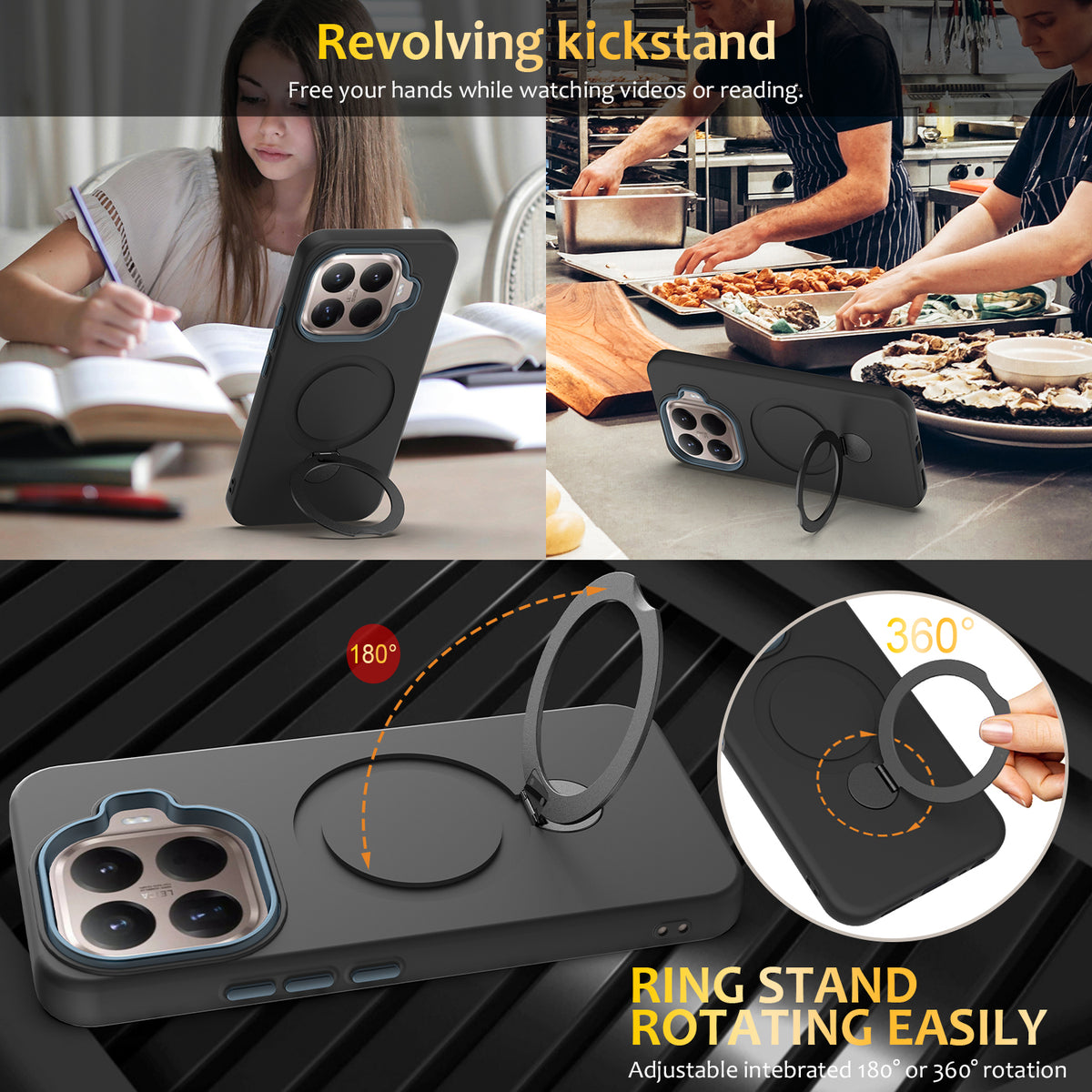 Xiaomi 15T Pro Magnetiskt Skal Roterande Ring Stöd TPU + PC Bakstycke