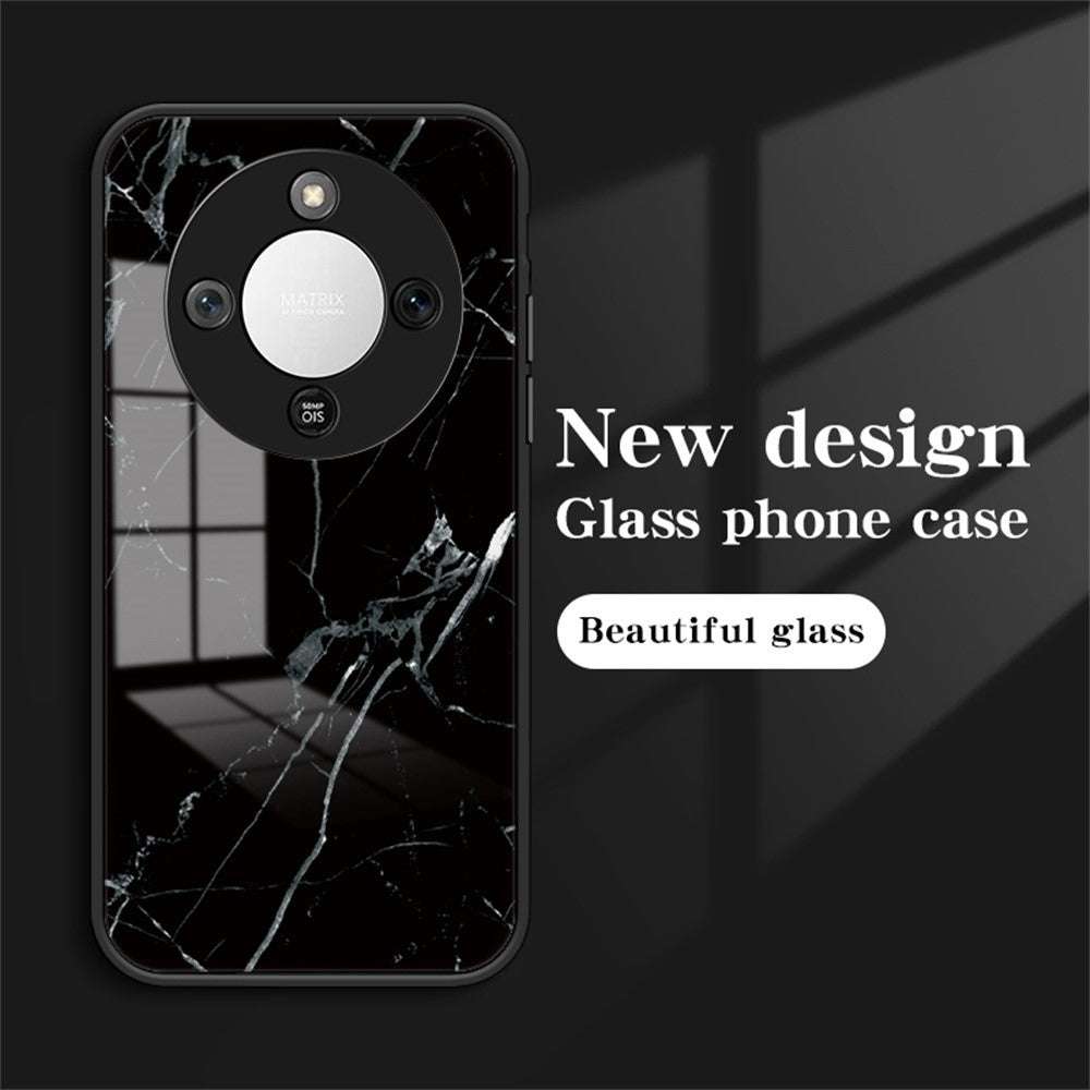 Phone Case For Honor Magic8 Lite 5G  /  X9d 5G  /  X70 5G Marble Pattern Tempered Glass + PC + TPU Protective Phone Cover