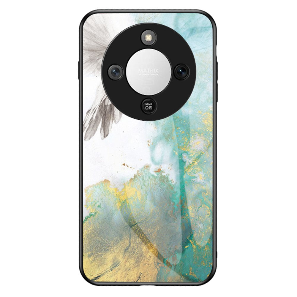 Phone Case For Honor Magic8 Lite 5G  /  X9d 5G  /  X70 5G Marble Pattern Tempered Glass + PC + TPU Protective Phone Cover