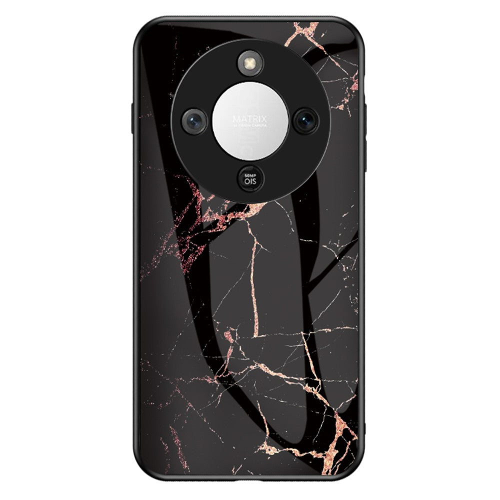 Phone Case For Honor Magic8 Lite 5G  /  X9d 5G  /  X70 5G Marble Pattern Tempered Glass + PC + TPU Protective Phone Cover