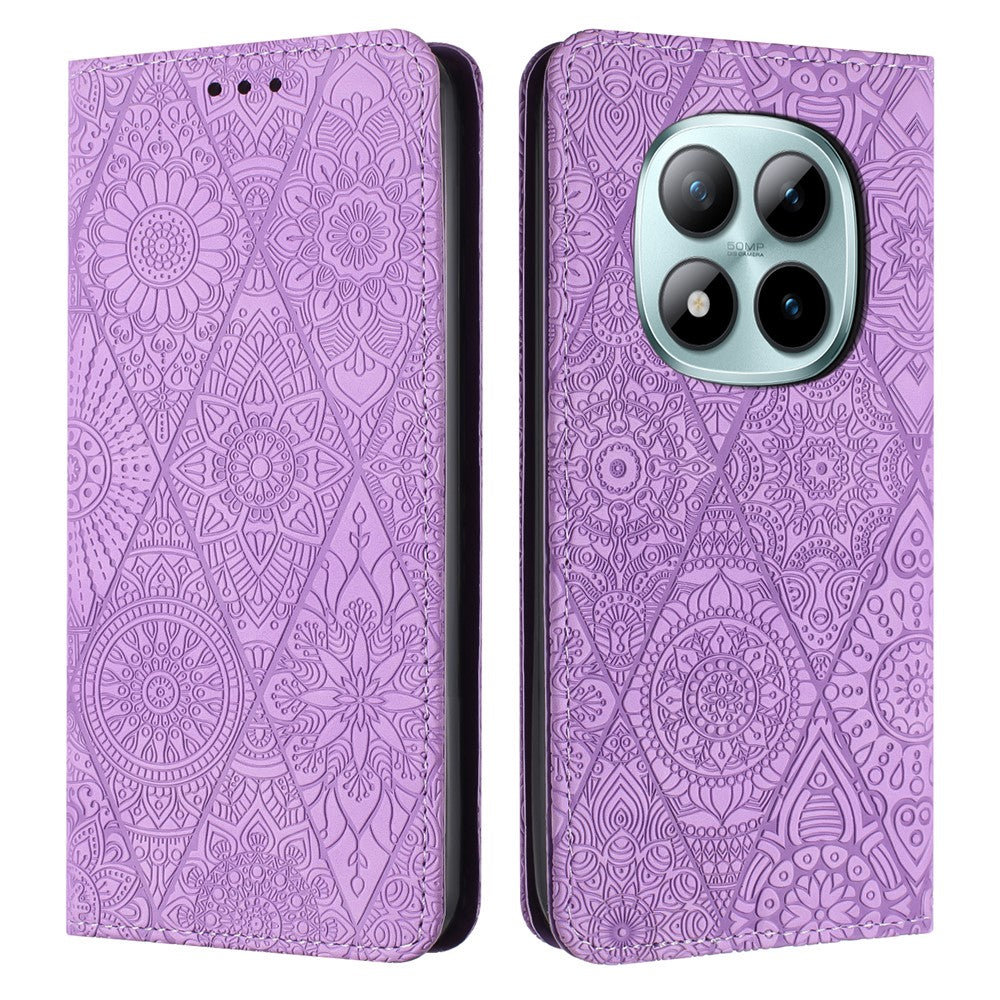 For Xiaomi Redmi Note 15 Pro 4G (Global) Case Imprinted Flower Wallet Stand Leather Phone Cover