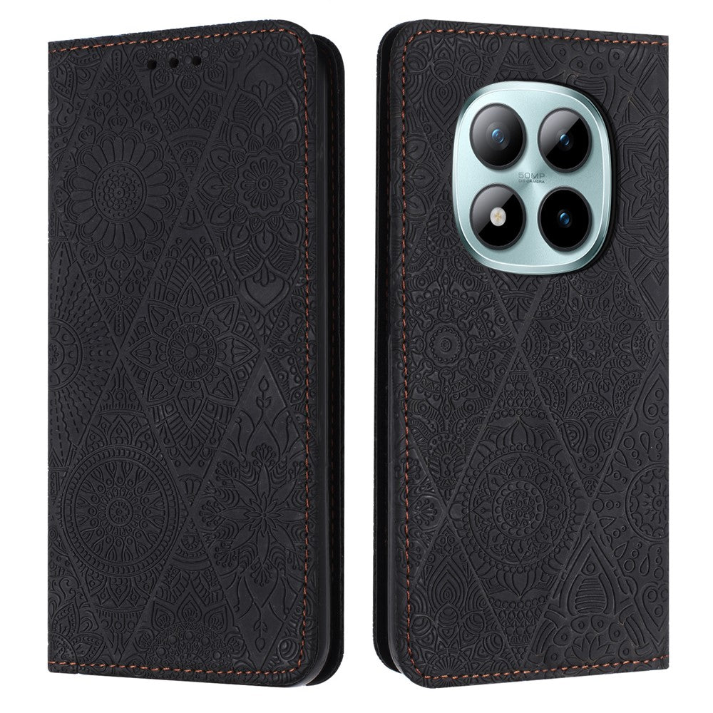 Xiaomi Redmi Note 15 Pro 4G (Global) Fodral Präglad Blommig Plånboksfodral Lädermobilfodral