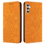 Samsung Galaxy S26-skal med präglad blomma, plånboksfodral i läder, mobilfodral