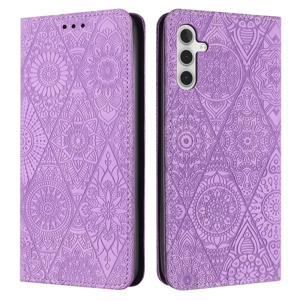 For Samsung Galaxy S26 Case Imprinted Flower Wallet Stand Leather Phone Cover