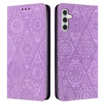 Samsung Galaxy S26-skal med präglad blomma, plånboksfodral i läder, mobilfodral