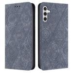 Samsung Galaxy S26-skal med präglad blomma, plånboksfodral i läder, mobilfodral