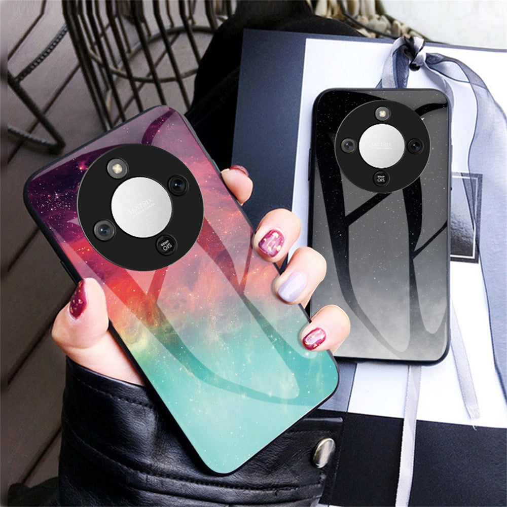 Phone Case For Honor Magic8 Lite 5G  /  X9d 5G  /  X70 5G Starry Sky Pattern Tempered Glass Phone Cover