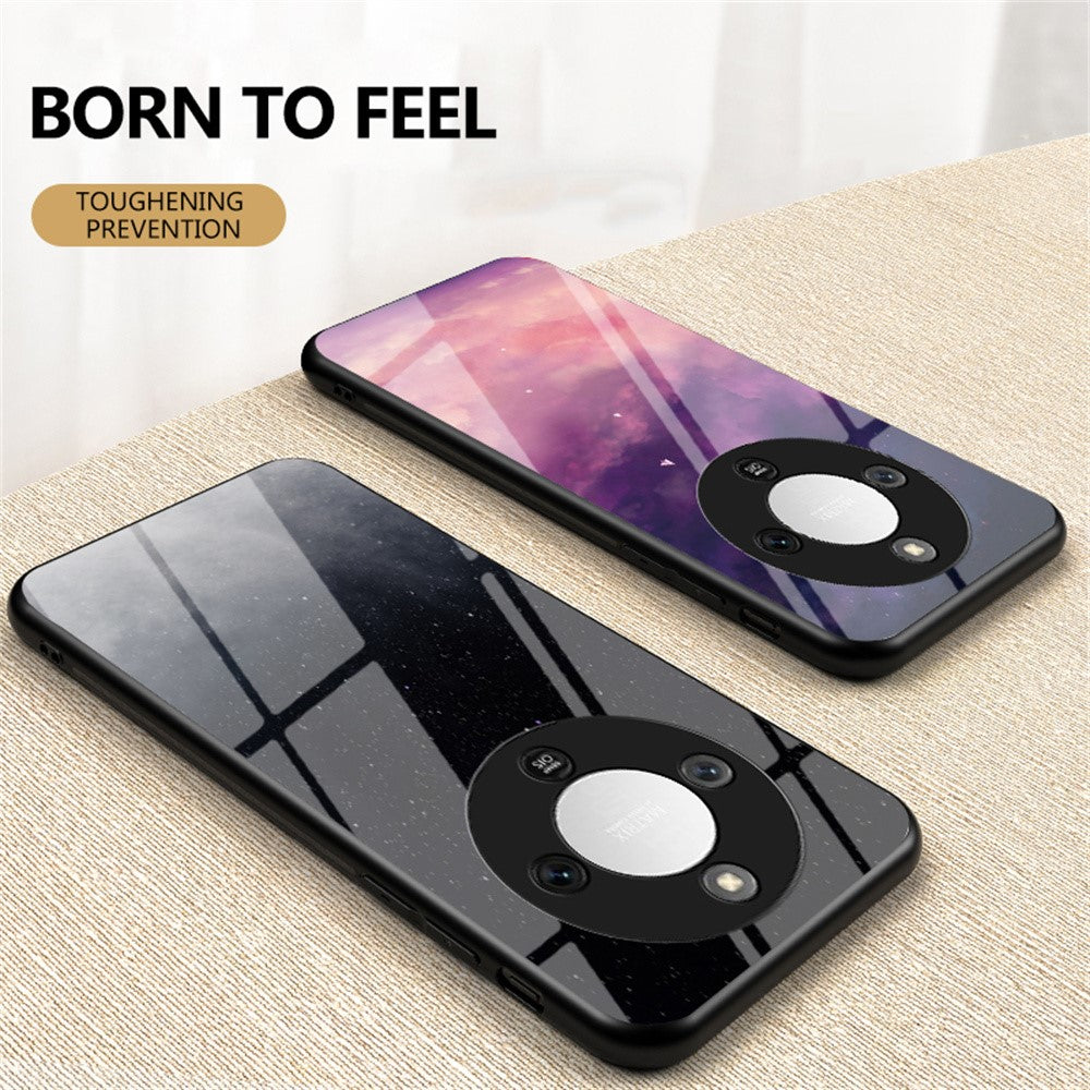 Phone Case For Honor Magic8 Lite 5G  /  X9d 5G  /  X70 5G Starry Sky Pattern Tempered Glass Phone Cover