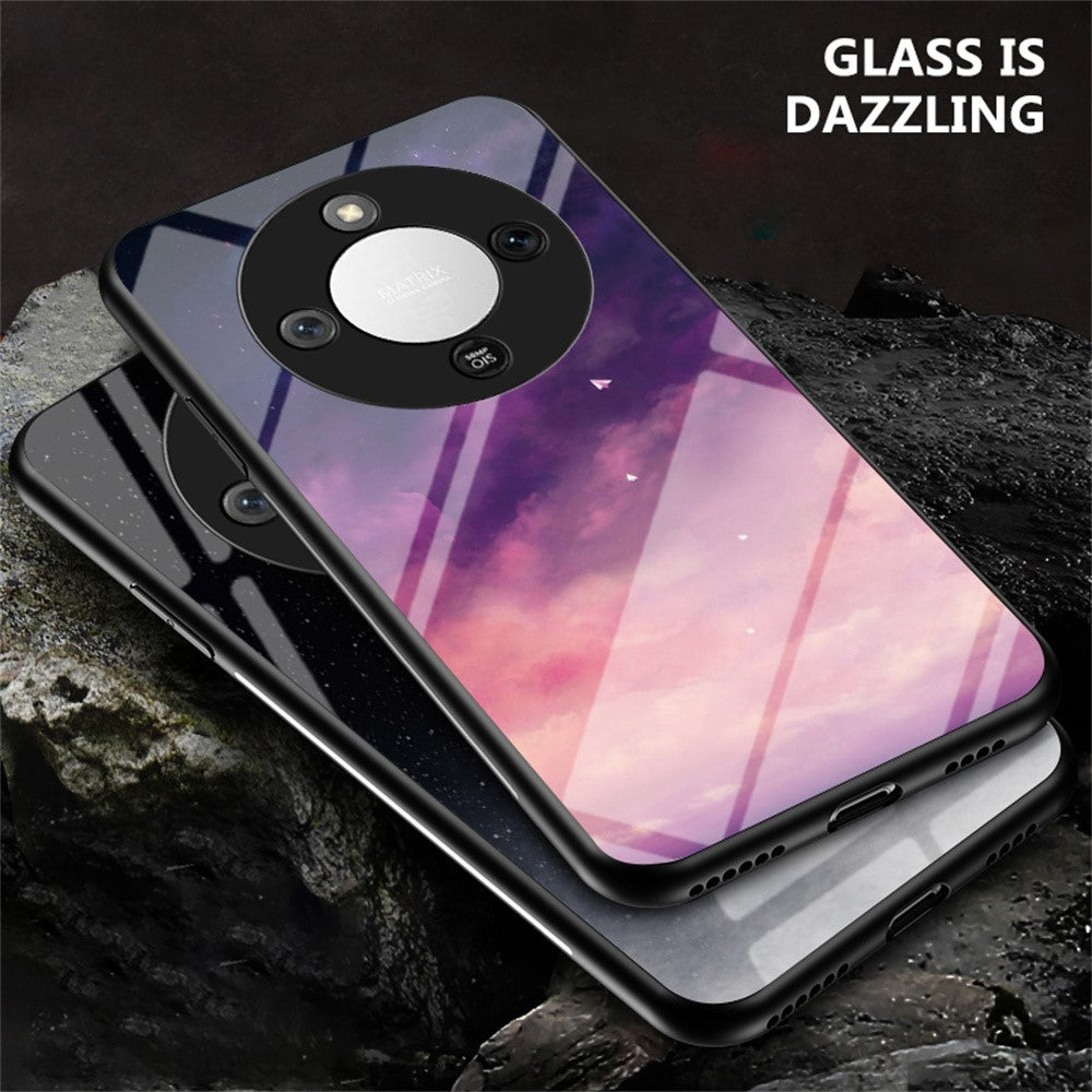 Phone Case For Honor Magic8 Lite 5G  /  X9d 5G  /  X70 5G Starry Sky Pattern Tempered Glass Phone Cover
