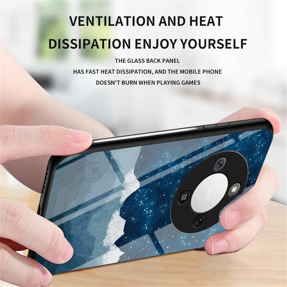 Phone Case For Honor Magic8 Lite 5G  /  X9d 5G  /  X70 5G Starry Sky Pattern Tempered Glass Phone Cover