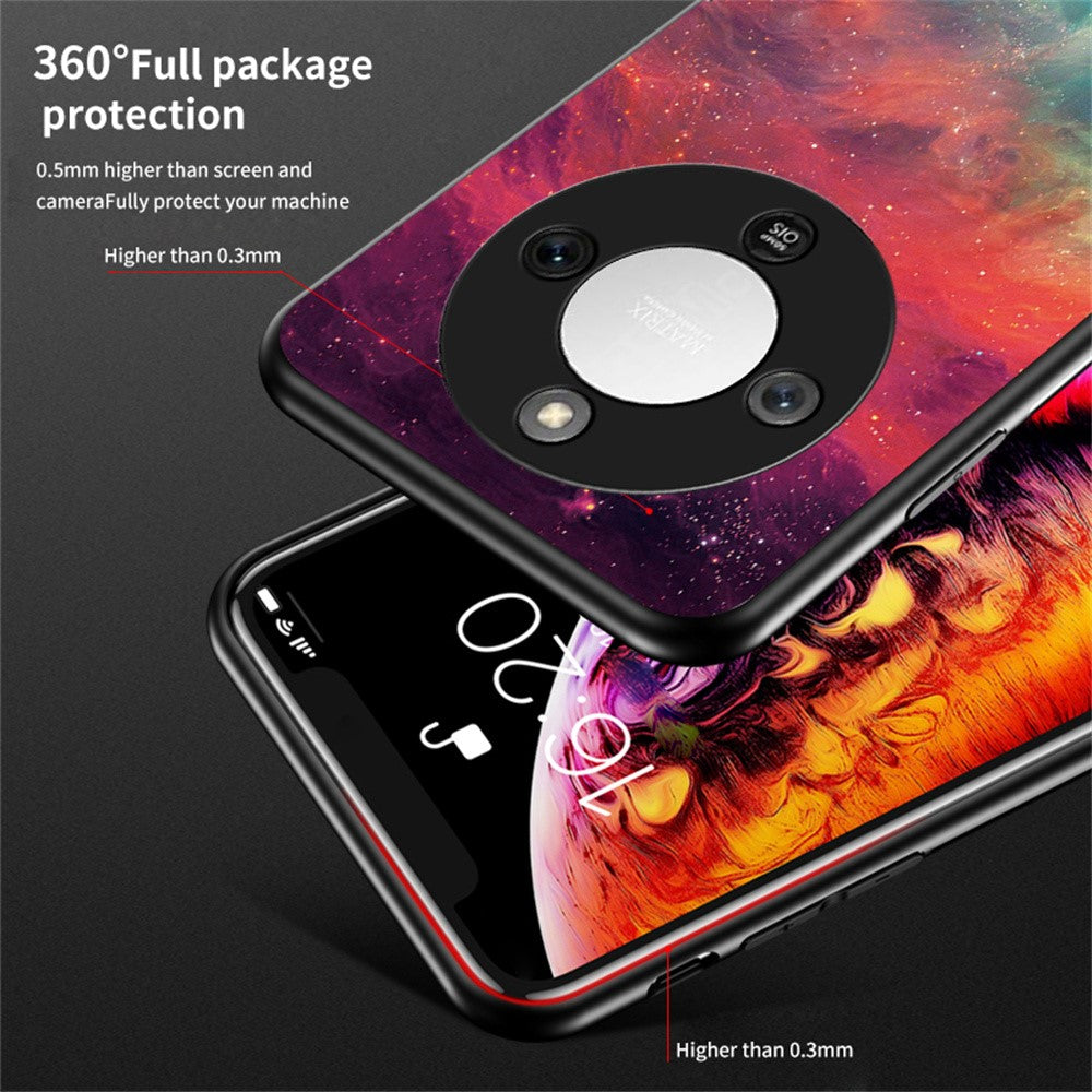 Phone Case For Honor Magic8 Lite 5G  /  X9d 5G  /  X70 5G Starry Sky Pattern Tempered Glass Phone Cover
