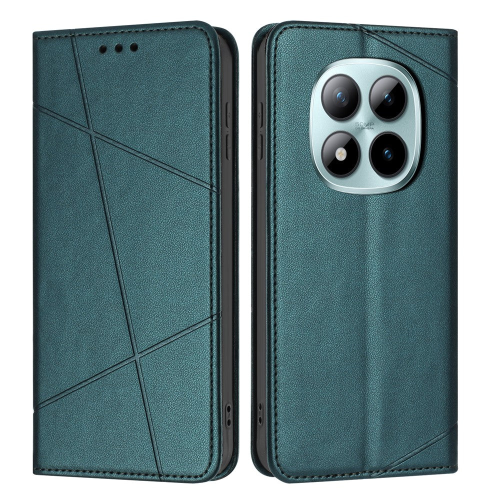 For Xiaomi Redmi Note 15 Pro 4G (Global) Wallet Case Line Imprinted Leather Stand Phone Cover with Wrist Strap