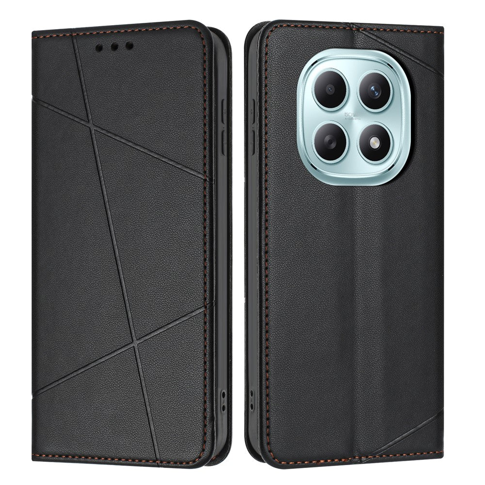 For Xiaomi Redmi Note 15 4G (Global) Wallet Case Line Imprinted Leather Stand Phone Cover with Wrist Strap