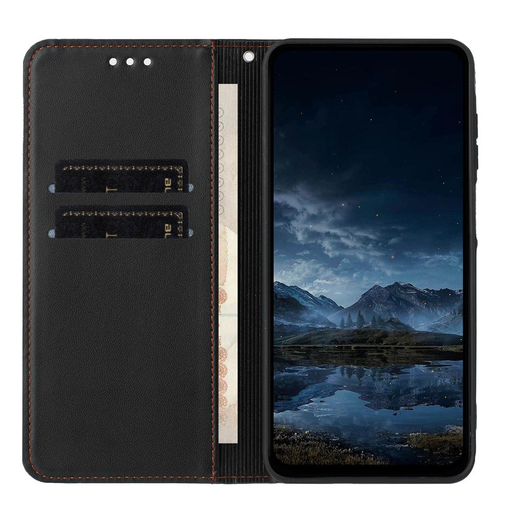 For Xiaomi Redmi Note 15 4G (Global) Wallet Case Line Imprinted Leather Stand Phone Cover with Wrist Strap