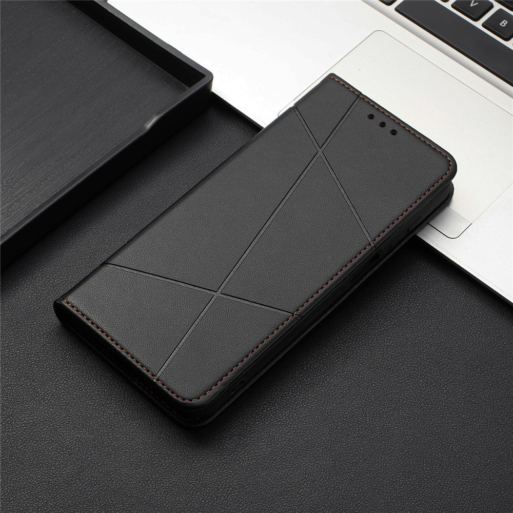 For Xiaomi Redmi Note 15 4G (Global) Wallet Case Line Imprinted Leather Stand Phone Cover with Wrist Strap