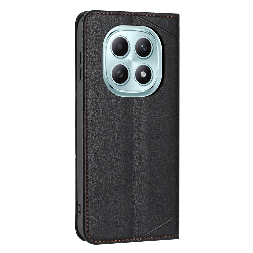 For Xiaomi Redmi Note 15 4G (Global) Wallet Case Line Imprinted Leather Stand Phone Cover with Wrist Strap