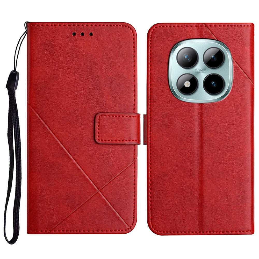 For Xiaomi Redmi Note 15 Pro 4G (Global) Case Line Pattern Wallet Leather Phone Cover with Wrist Strap