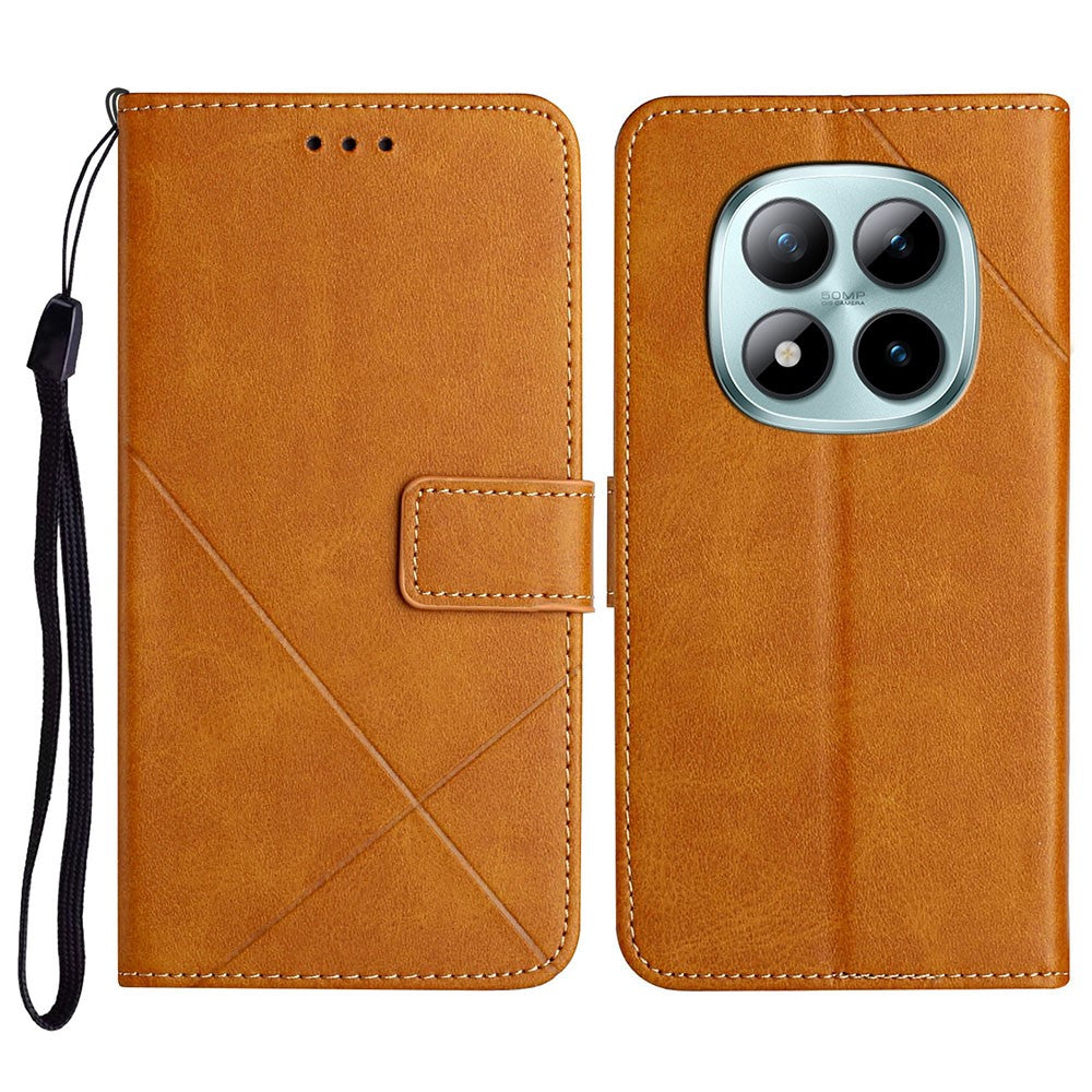For Xiaomi Redmi Note 15 Pro 4G (Global) Case Line Pattern Wallet Leather Phone Cover with Wrist Strap