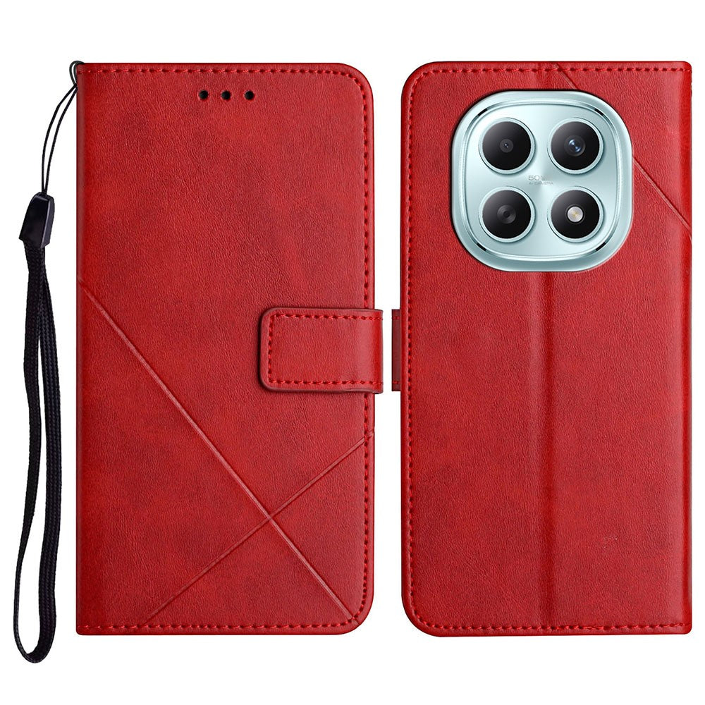For Xiaomi Redmi Note 15 4G (Global) Case Line Pattern Wallet Leather Phone Cover with Wrist Strap