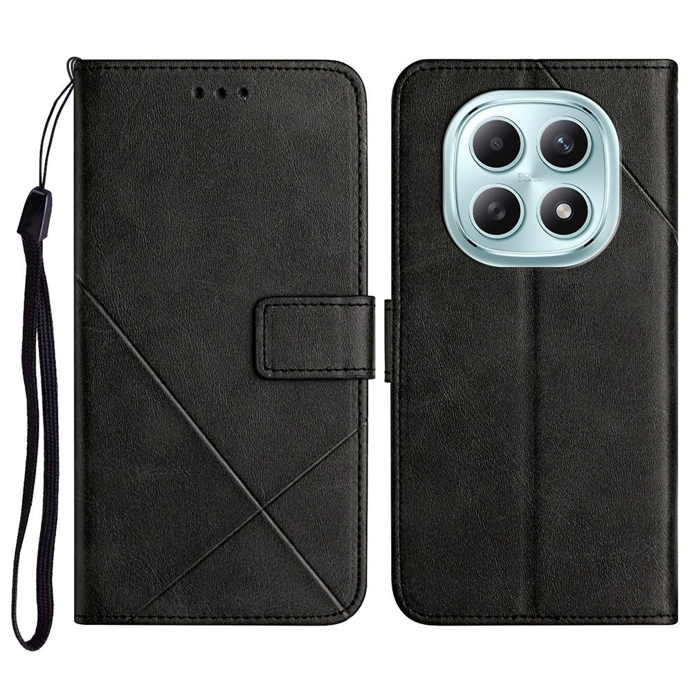For Xiaomi Redmi Note 15 4G (Global) Case Line Pattern Wallet Leather Phone Cover with Wrist Strap