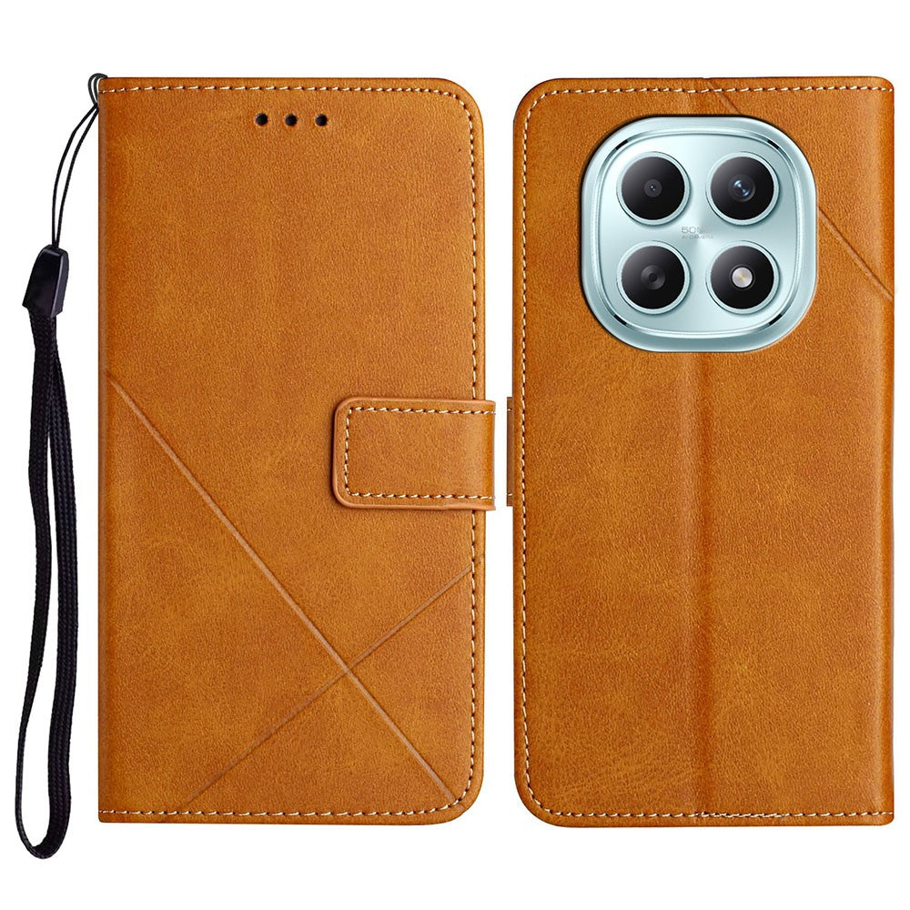 For Xiaomi Redmi Note 15 4G (Global) Case Line Pattern Wallet Leather Phone Cover with Wrist Strap