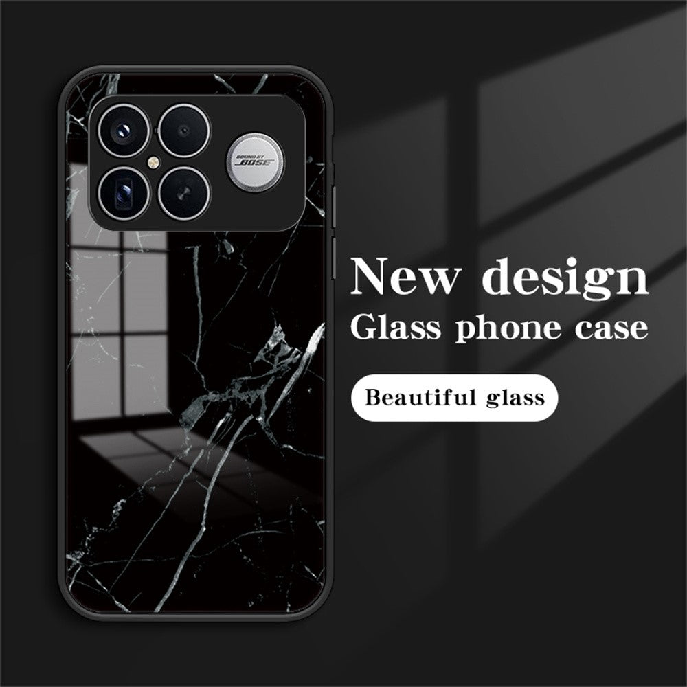 Phone Case For Xiaomi Poco F8 Ultra  /  Redmi K90 Pro Max 5G Marble Pattern Tempered Glass + PC + TPU Protective Phone Cover