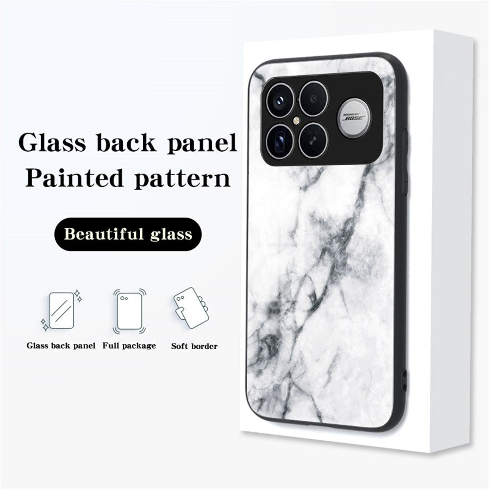 Phone Case For Xiaomi Poco F8 Ultra  /  Redmi K90 Pro Max 5G Marble Pattern Tempered Glass + PC + TPU Protective Phone Cover