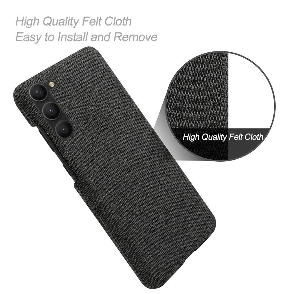 For Samsung Galaxy S23 Mobile Phone Protector Case Shell Solid Color Hard PC+Cloth Phone Cover