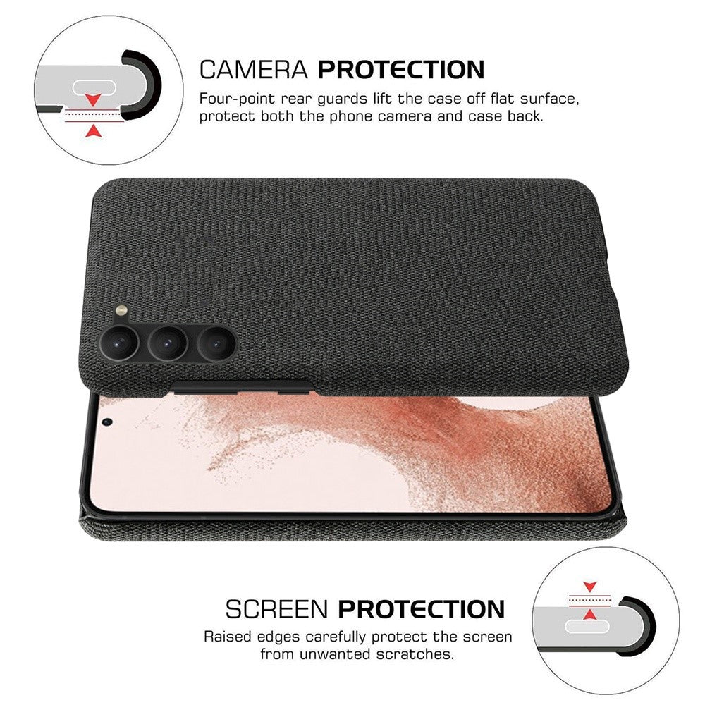 For Samsung Galaxy S23 Mobile Phone Protector Case Shell Solid Color Hard PC+Cloth Phone Cover