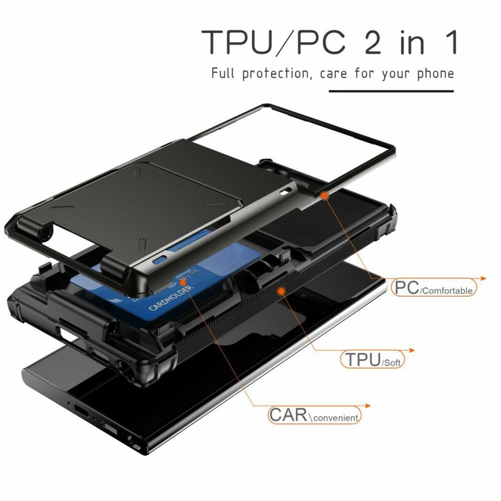 Til Samsung Galaxy S26 Ultra Etui PC + TPU Dobbeltlags Bagside Telefoncover med Kortholder
